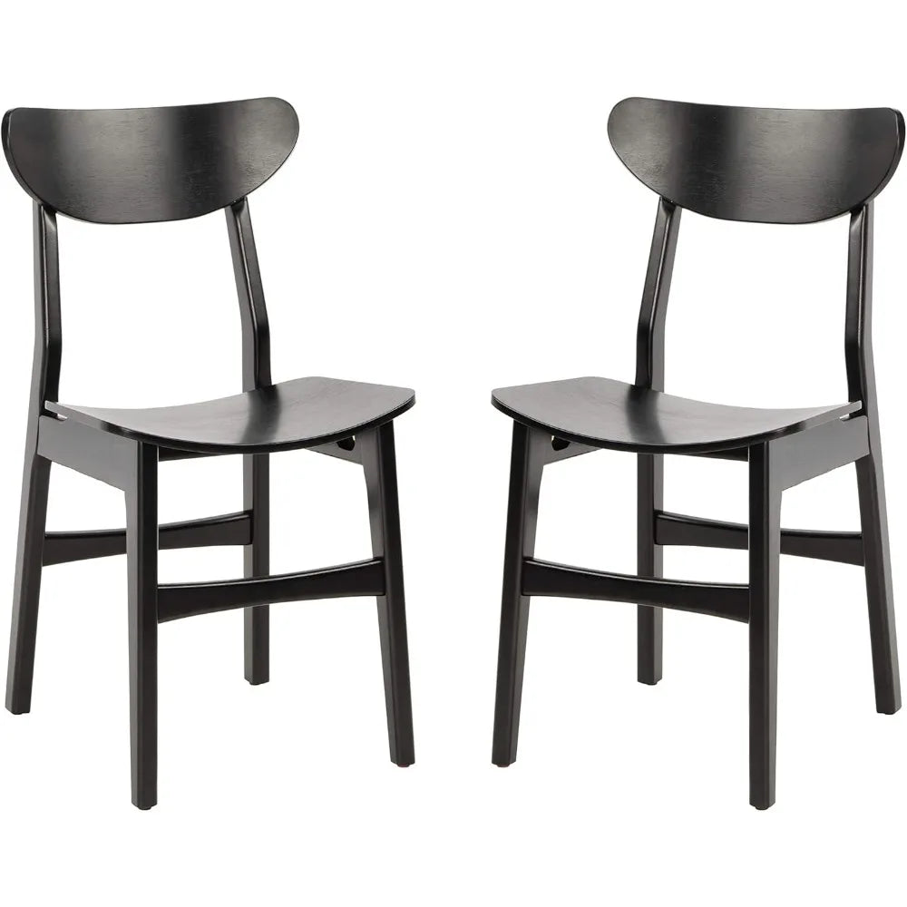 Retro Dining Chairs Set of 2 - Black Wood Finish
