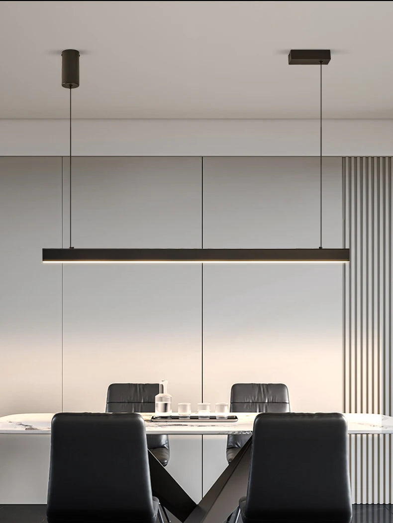 LED Linear Chandelier: Modern Minimalist Pendant Light for Dining Room & Kitchen Island
