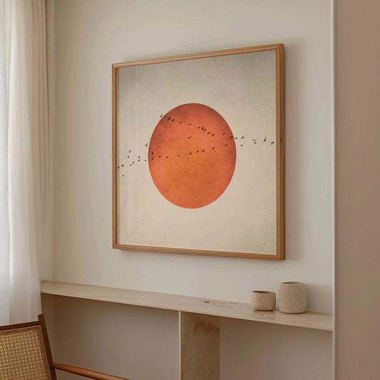 Captivating Blood Moon Wall Art Print - Square Canvas Landscape