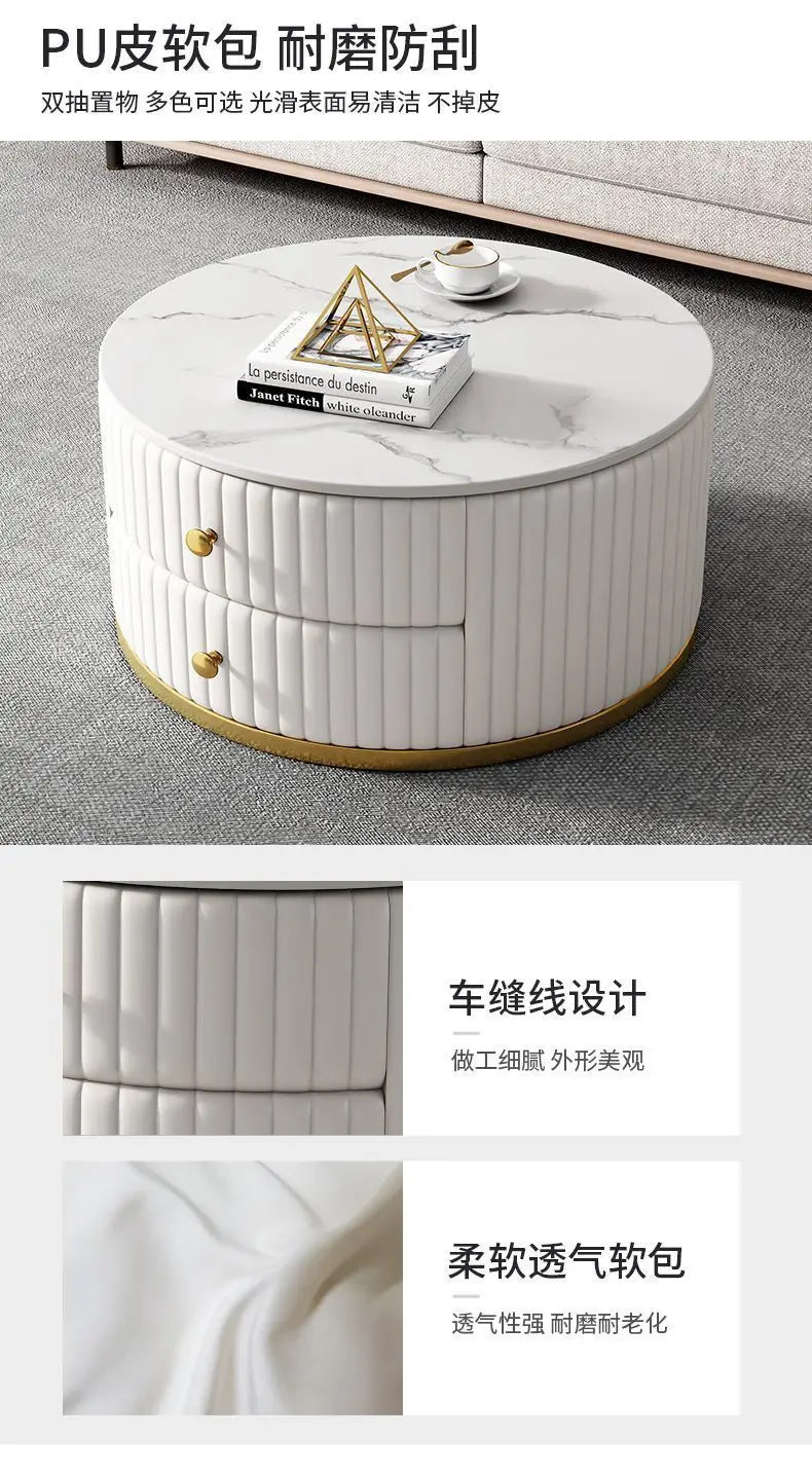 2pcs Light Luxury Rock Plate Tea Coffee Tables Minimalist Modern Scalable Center Tables Sofa Side Table Living Room Furniture