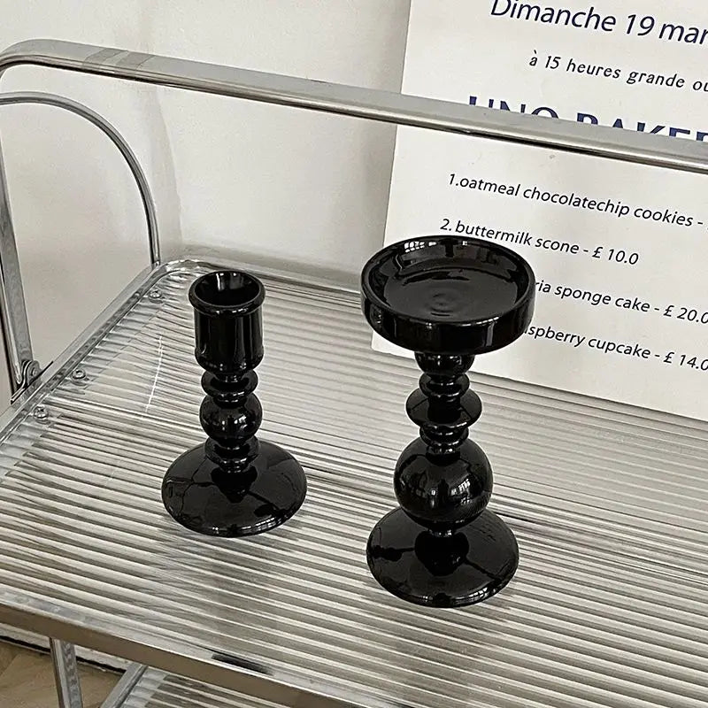 Black Candle Holder Home Decor Candlesticks Living Room Modern Decoration Glass Vase Bookshelf Decor Candle Stick Holder