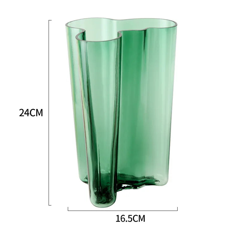 Green Glass Vase | Transparent Flower Vase | Floral Arrangement
