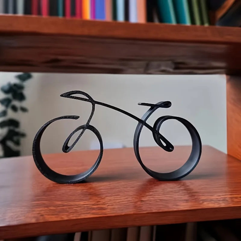 Modern Black Abstract Bicycle Sculpture - Chic Bike Decor Piece for Home & Office, Ideal for Living Room, Bedroom, Study