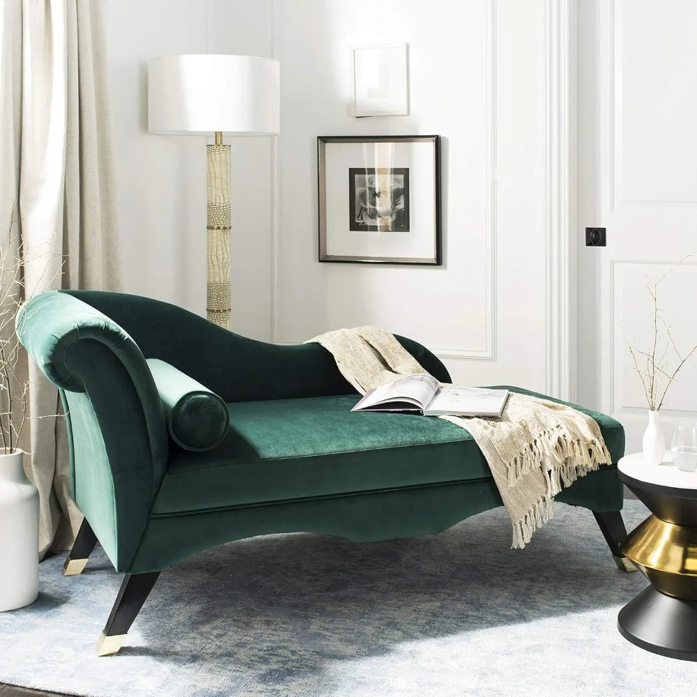 Emerald Green Velvet Chaise Lounge - Modern Camel Back Reclining Chair for Living Room and Bedroom
