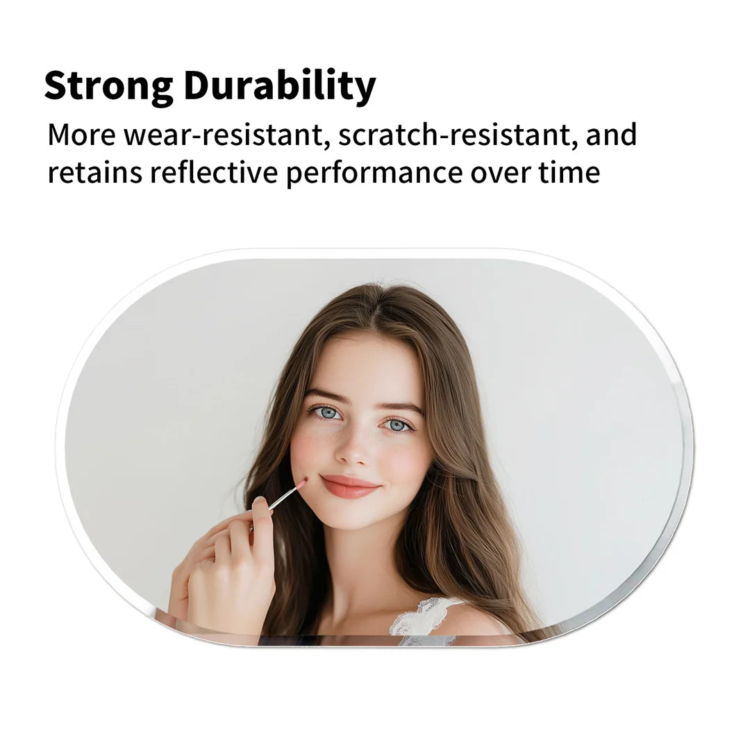 Frameless Long Oval Bathroom Vanity Mirror Silver Glass Wall Decor Mirror with Beveled Edge for Bathroom Entryway