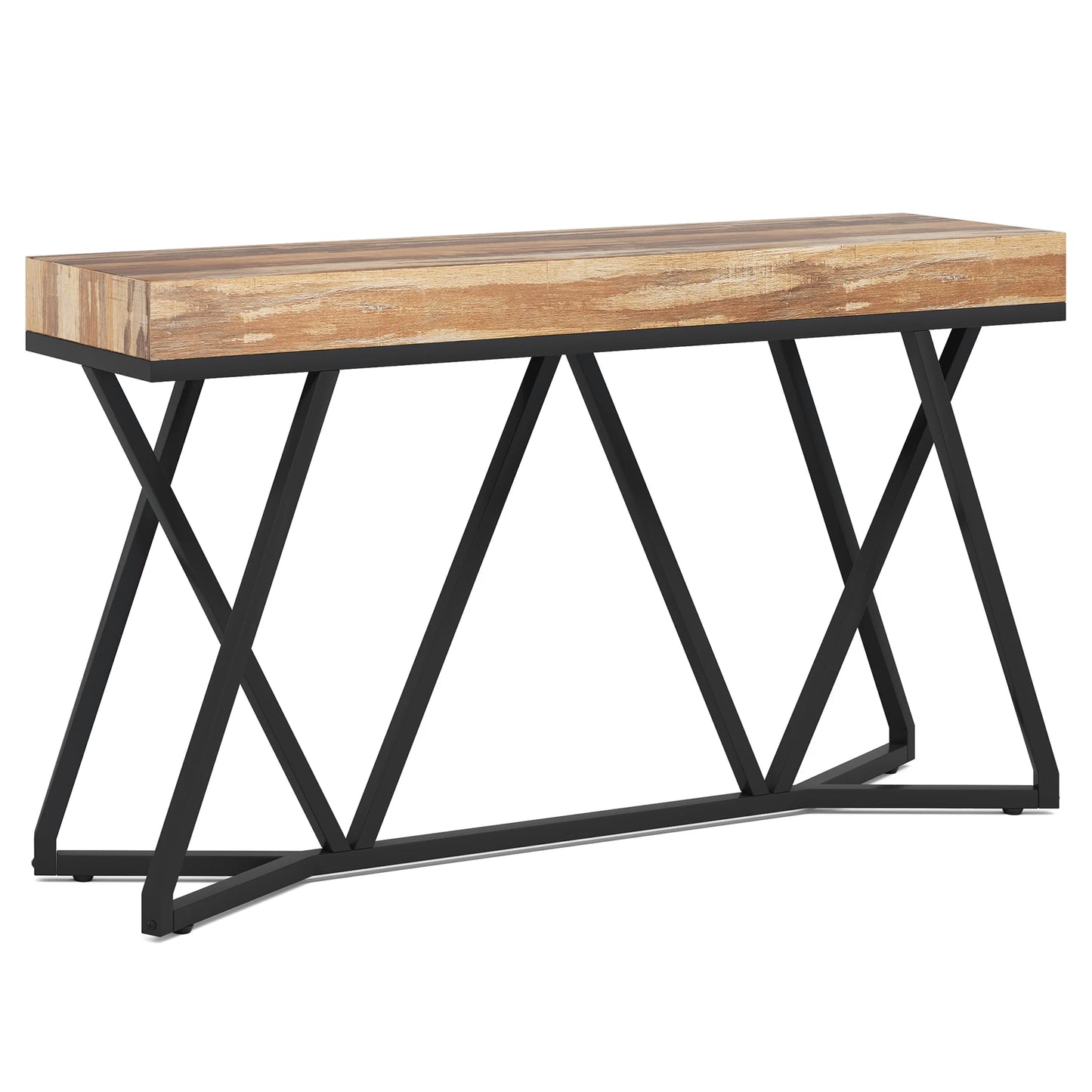 Tribesigns 55 Inches Console Table, Sofa Table Wood Entryway Table with Unique Metal Base