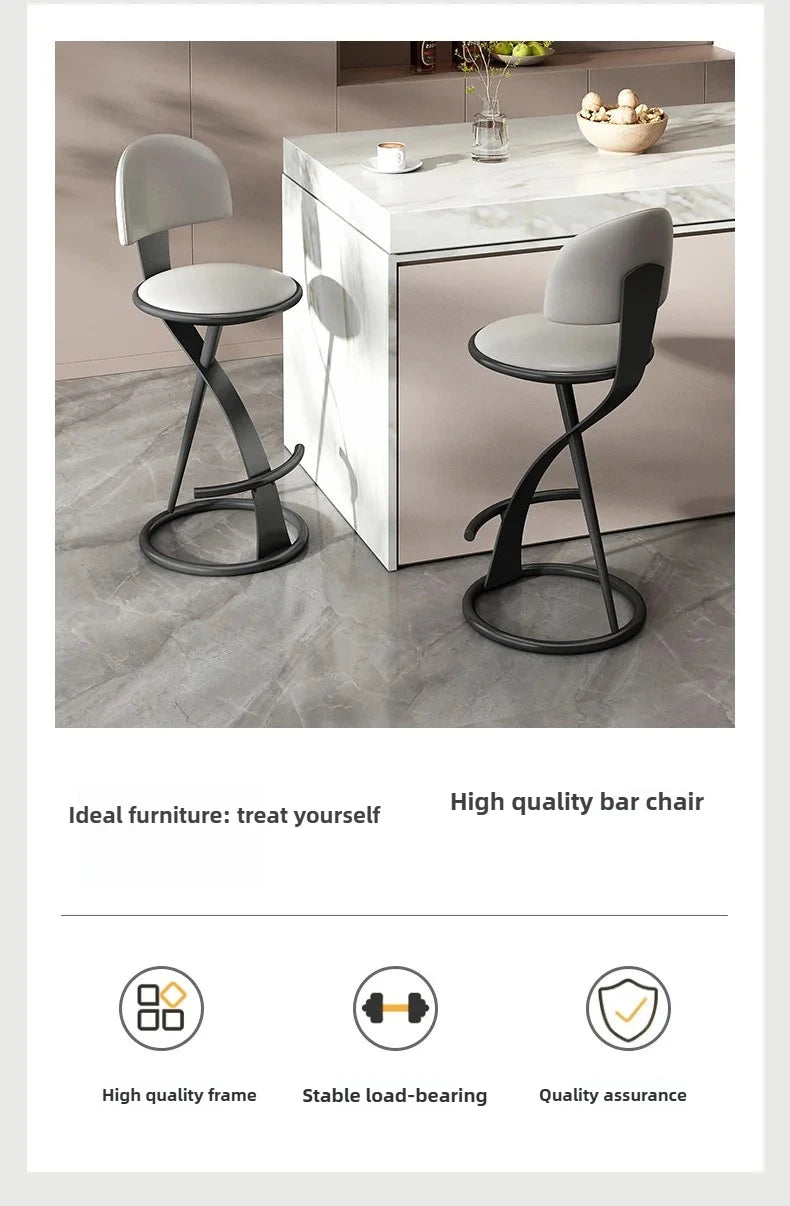 Adjustable Height Bar Stool with Backrest - Faux Leather Counter Stool with Footrest and X-Base Metal Frame