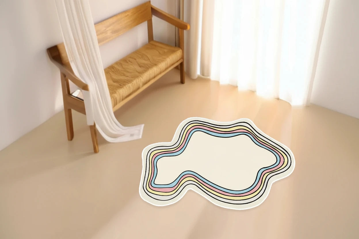 Minimalist Linear Rug - Modern Abstract Irregular Carpet