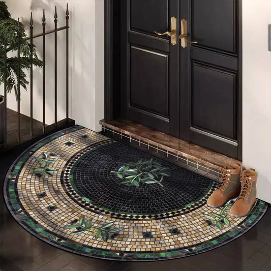 Entrance Carpet Anti-slip Dirt-resistant Wear-resistant Door Rug Semicircular Imitation Marble Texture Welcome Floor Mat 현관 카펫