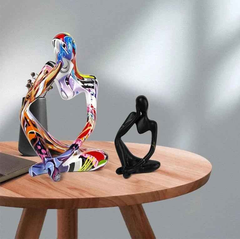 Resin Thinker Statue - Colourful Abstract Sculpture | Modern Home Decor