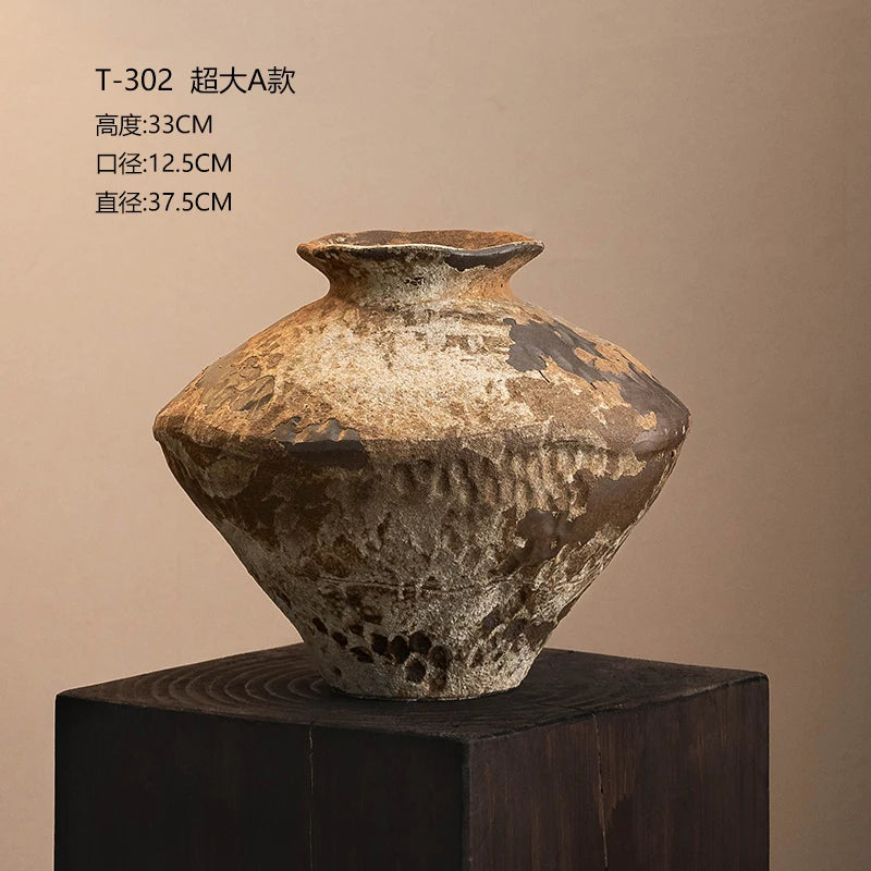 Jingdezhen Ceramic Vase Retro Style Nostalgic Pure Handmade B & B Hotel Tea Room Wabi Sandy Wind Zen Ornament Flower Ware