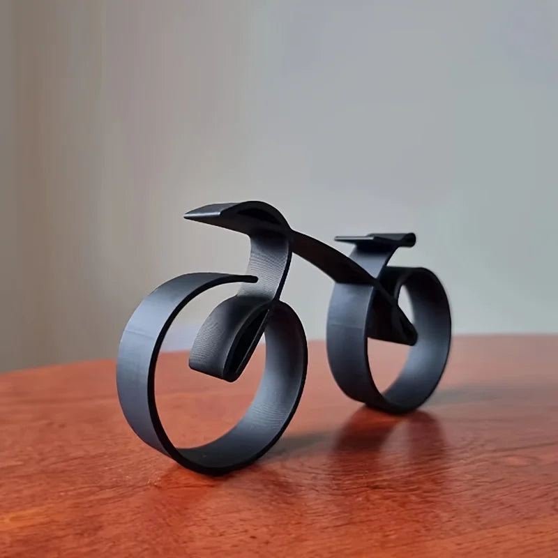 Modern Black Abstract Bicycle Sculpture - Chic Bike Decor Piece for Home & Office, Ideal for Living Room, Bedroom, Study