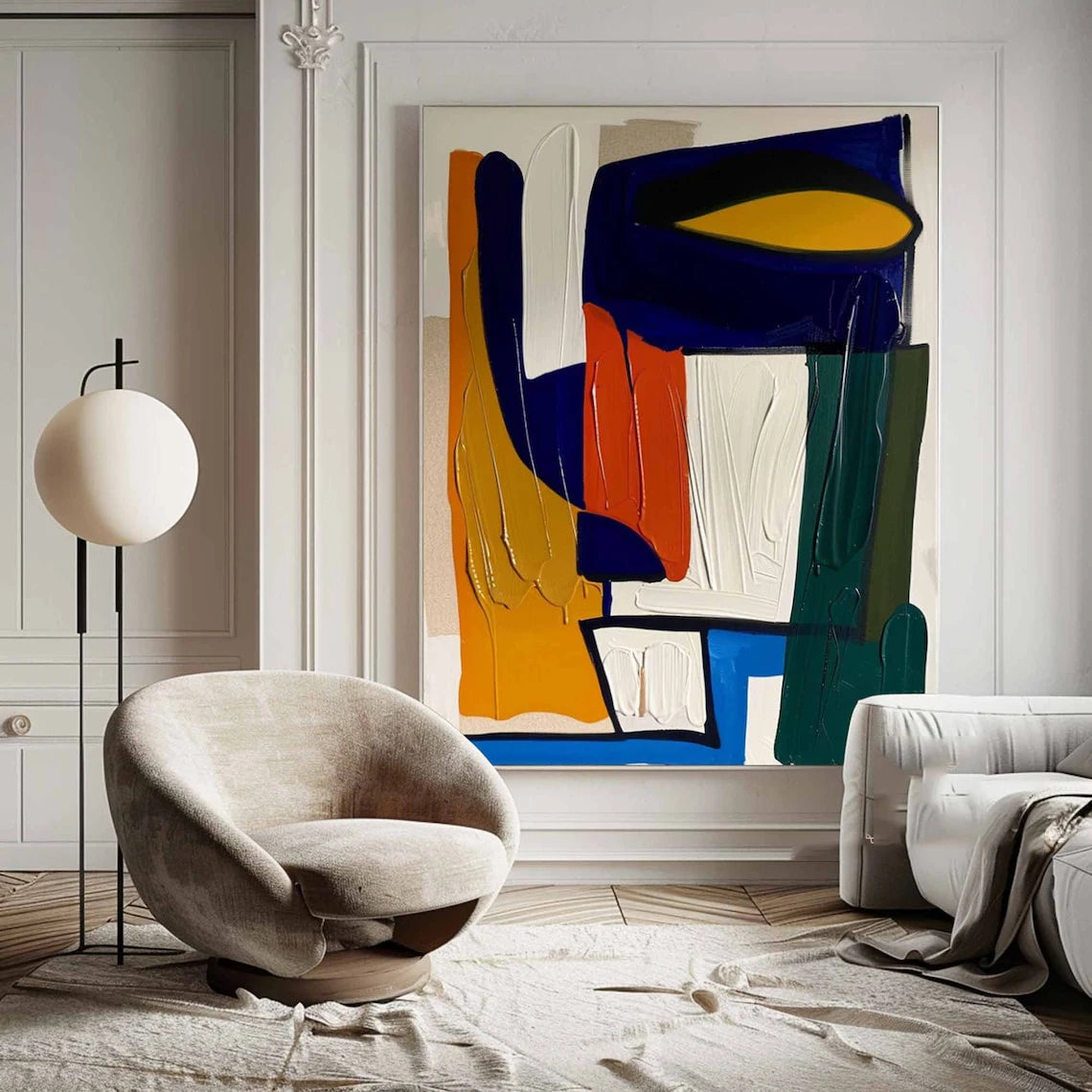 Large Colorful Abstract Canvas Painting - Textured Wall Art