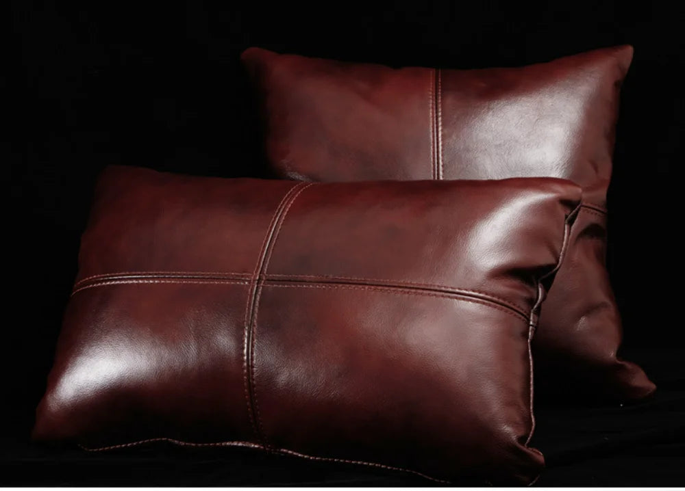 Luxury Solid Dobule-side Cow Skin Embrace Pillow Cover Cow Skin Pillow Case for Livingroom Bedroom Sofa Bay Window Waist Cushion