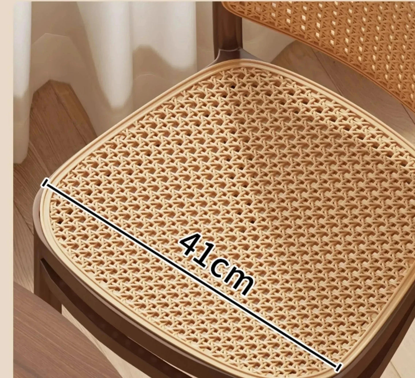 Black Rattan Dining Chair with Natural Cane Webbing and Cushion