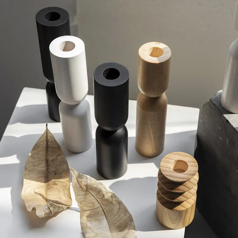 Solid Wooden Travel Menorah - Handcrafted Jewish Candle Holder for Shabbat, Wedding Decor & Ritual Candlesticks (1-Piece Set)