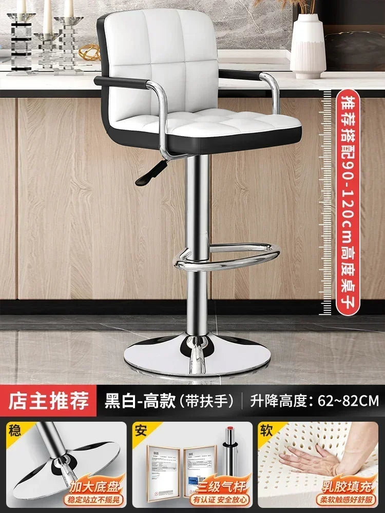 Upholstered Bar Stools 24-Inch Counter Height Stools Modern Kitchen Chairs with Metal Base PU Leather Stools