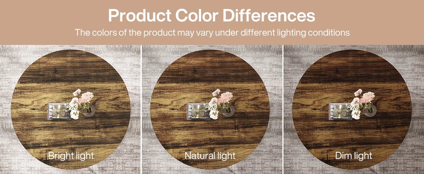 Round Coffee Table with Storage Shelves - 31.7" Industrial 2-Tier Circle Table