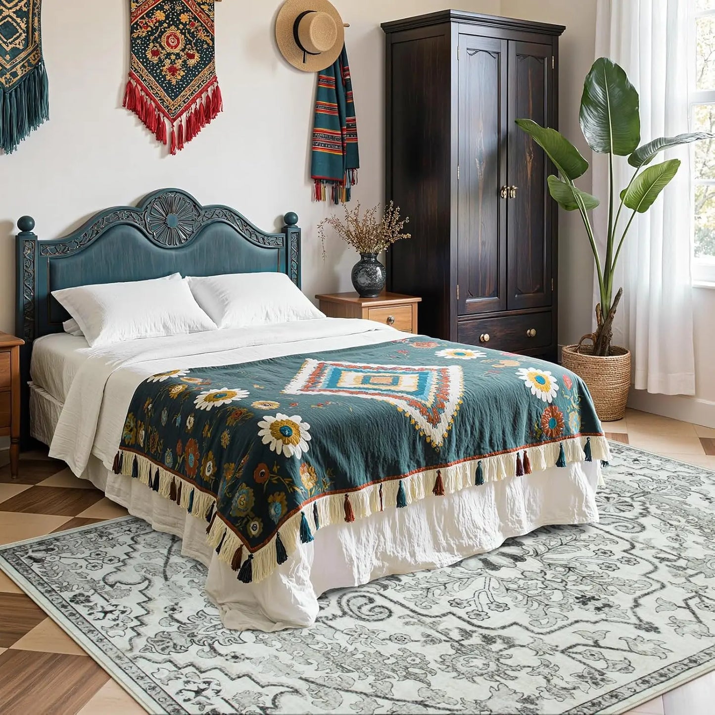 Vintage Persian Rug - Distressed Medallion Collection