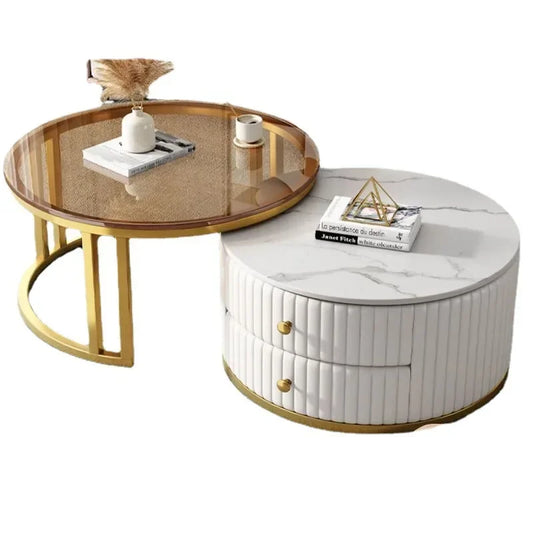 2-Piece Nesting Coffee Table Set - Modern Living Room Coffee Tables with Storage