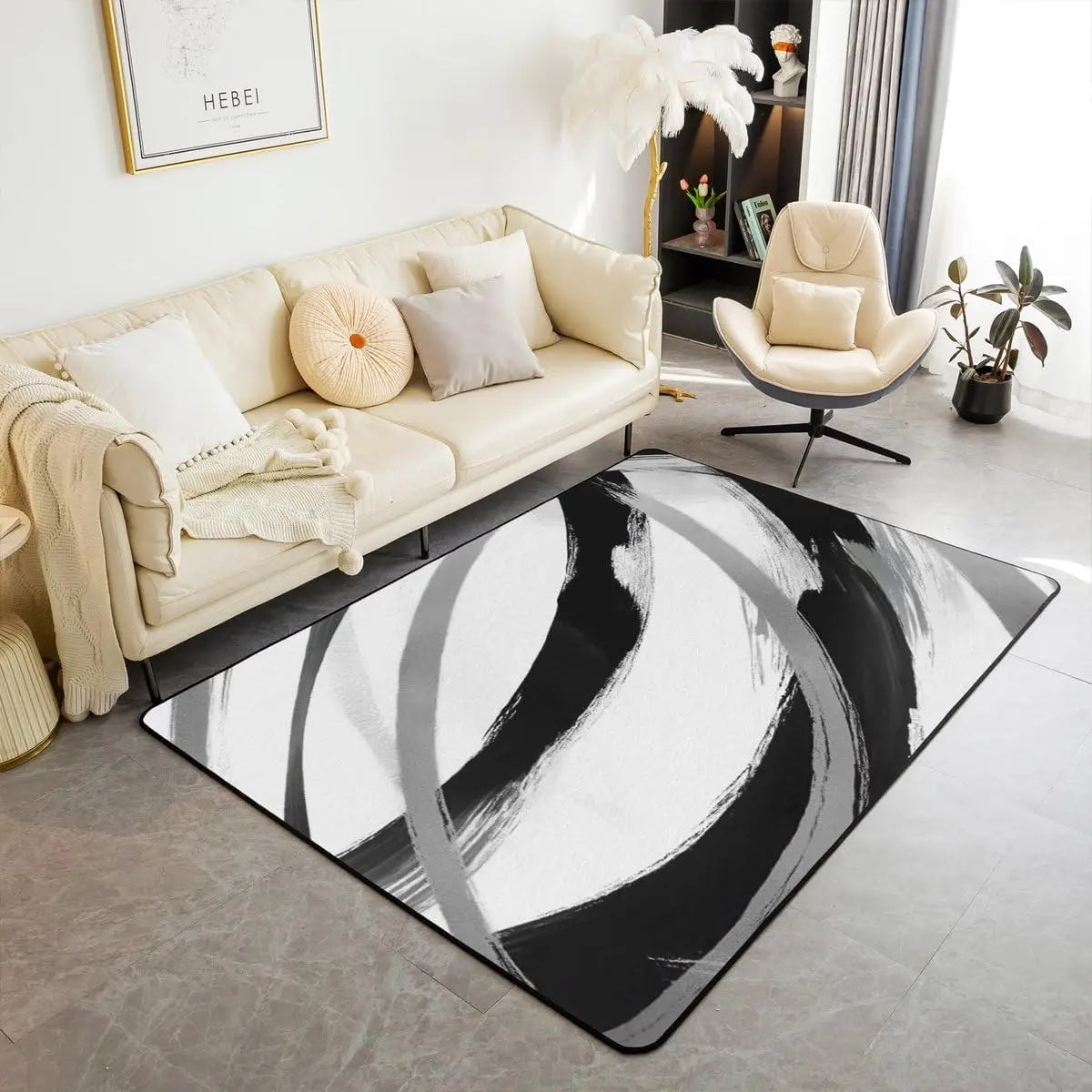 Modern Abstract Brushstroke Rug - Contemporary Art Carpet