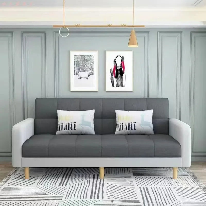 Sofa living room Small apartment rental room Folding sofa bed Single double bedroom Simple modern apartment Fabric sofa