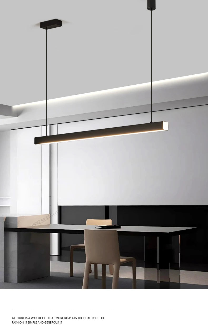 LED Linear Chandelier: Modern Minimalist Pendant Light for Dining Room & Kitchen Island