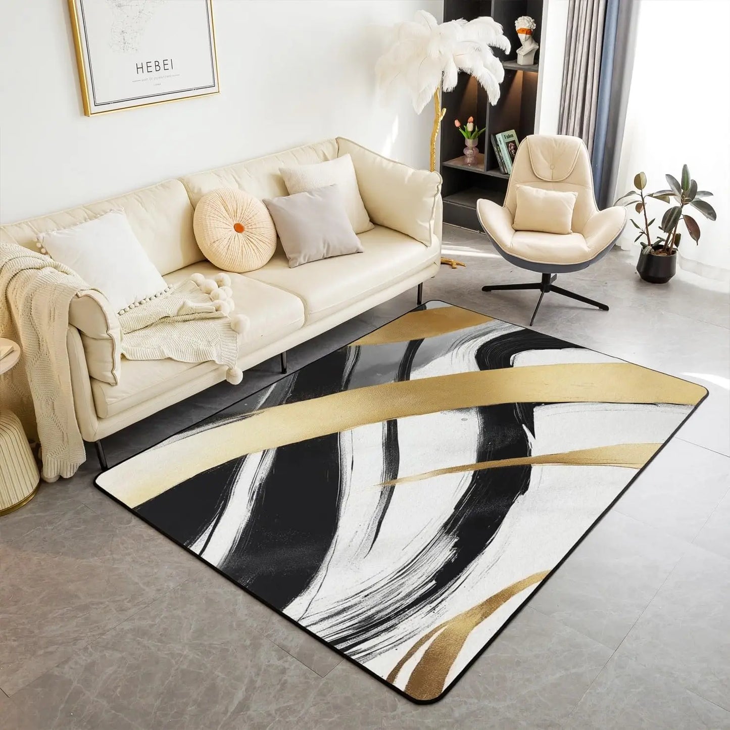 Modern Abstract Brushstroke Rug - Contemporary Art Carpet
