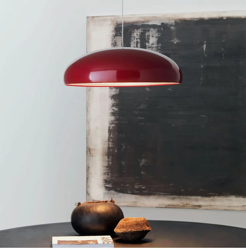 Pendant Light: Modern Dome Shade in Orange, White, Black & Deep Red