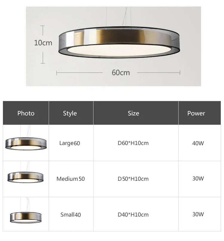 Pendant Light: Modern Circular Ring LED in Gold & White for Dining & Living Room