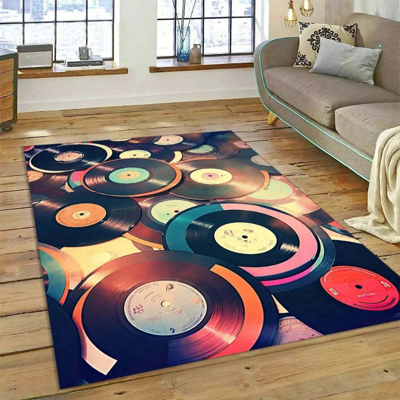 Retro Cassette Tape Carpets for Living Room Decoration Home Hallway Balcony Bathroom Mat Non Slip Parlour Sofa Large Floor Rug