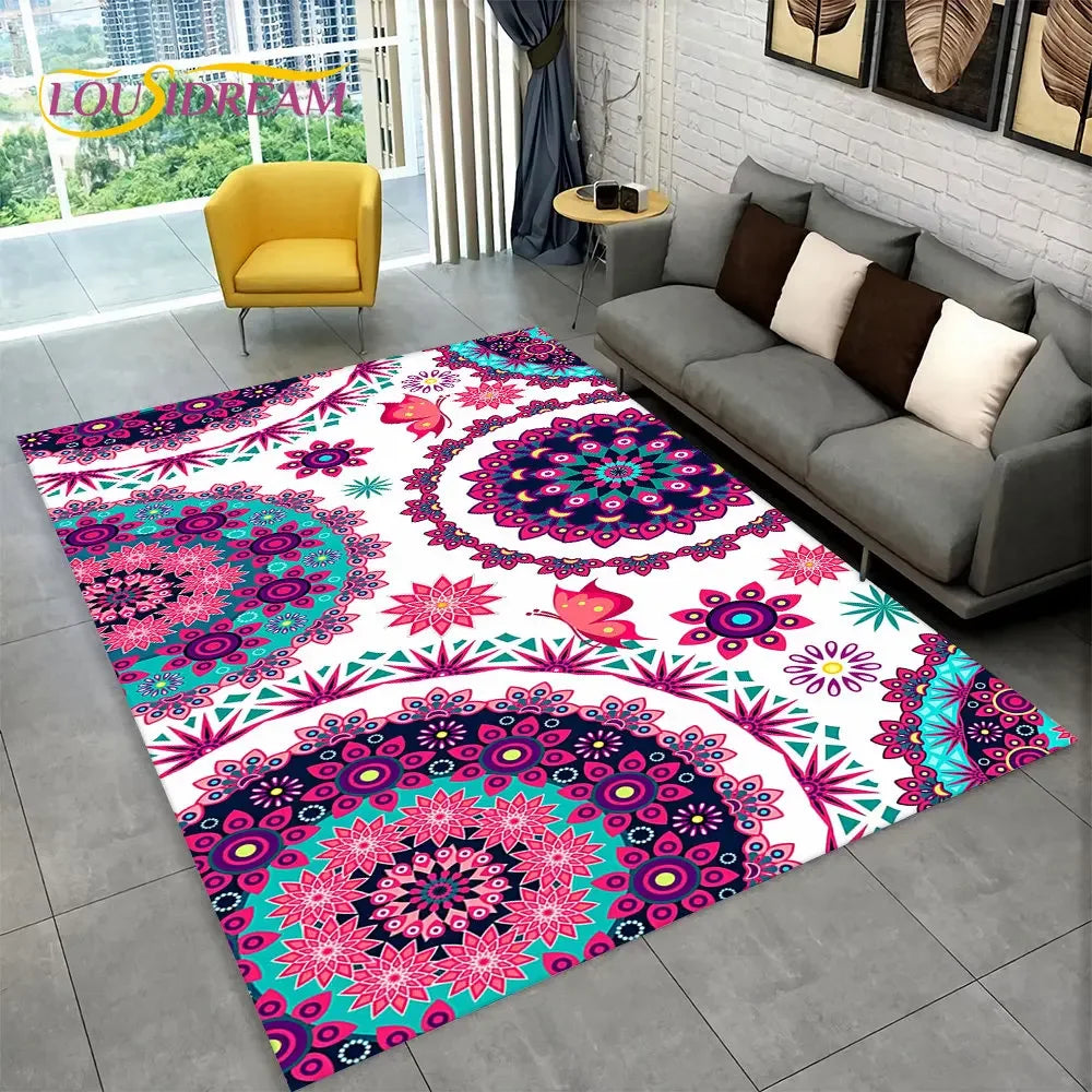 Bohemian Mandala Geometric Area Rug,Carpet Rug for Home, Living Room,Bedroom,Sofa,Doormat,Kitchen ,Kids Room-Non-slip Floor Mats
