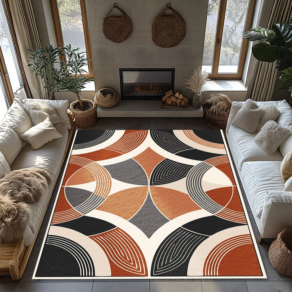 Abstract Area Rug Modern Geometric Carpet Living Room Floor Mat Home Decor Non-Slip Floor Covering Contemporary Design Indoor Ru