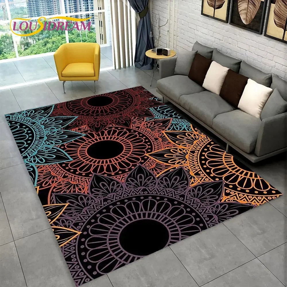 Bohemian Mandala Geometric Area Rug,Carpet Rug for Home, Living Room,Bedroom,Sofa,Doormat,Kitchen ,Kids Room-Non-slip Floor Mats