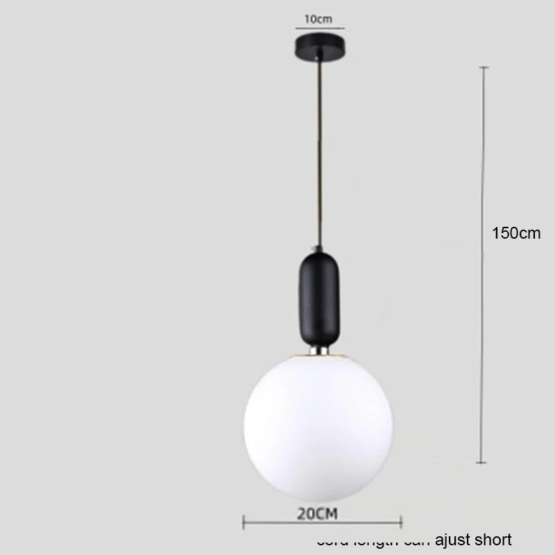 Nordic Glass Ball Pendant Lights Brass Black Hanging Lamp Modern Living Room Dining Bedroom Decor Ceiling Lighting Fixture House