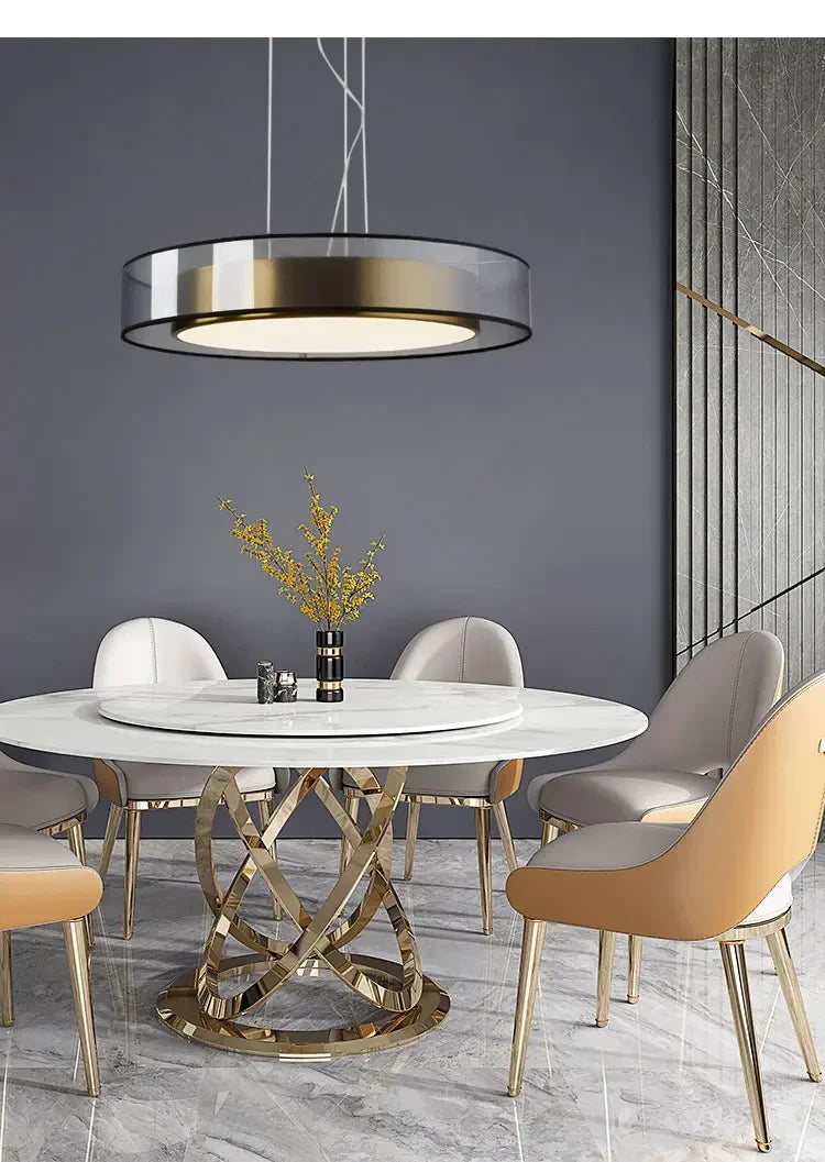 Pendant Light: Modern Circular Ring LED in Gold & White for Dining & Living Room