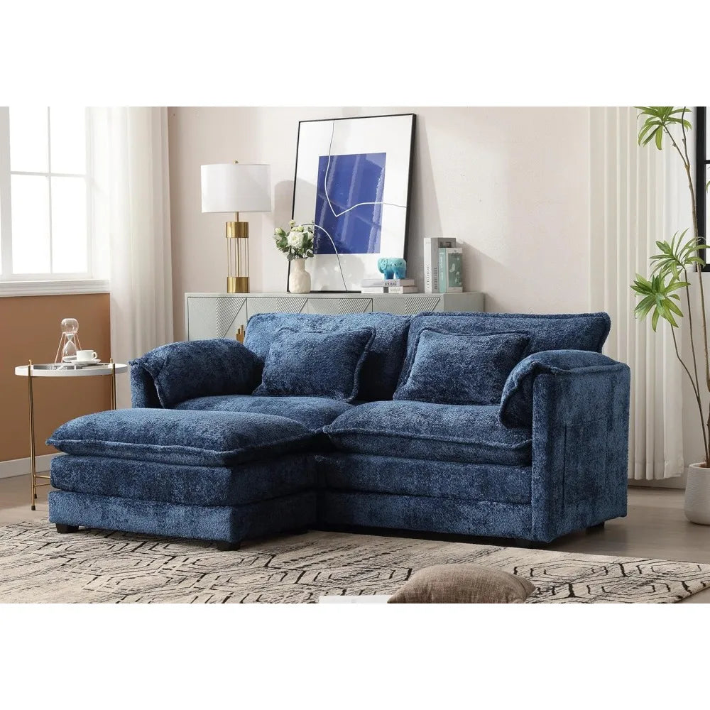 Cloud Couch 77": Oversized 3-Seat Chenille Loveseat with Removable Covers