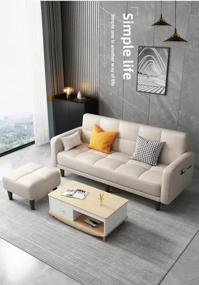 Sofa living room Small apartment rental room Folding sofa bed Single double bedroom Simple modern apartment Fabric sofa
