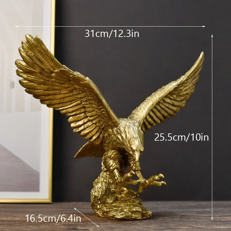 Golden Eagle Statue - Resin Sculpture | Modern Home Office Decor