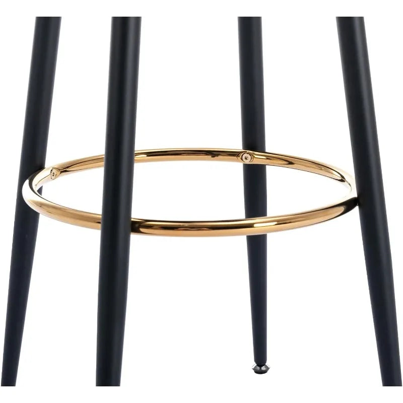 26 Inch Bar Stools Set of 2 Modern Metal Bar Stools with Golded Footrest Velvet Seat for Kitchen Island&Bar, Brown