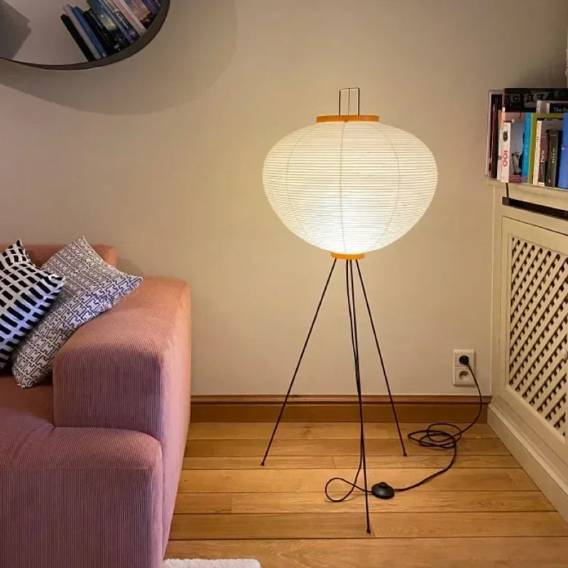 Japanese Minimalist LED Floor Lamp - Nordic Lantern Style