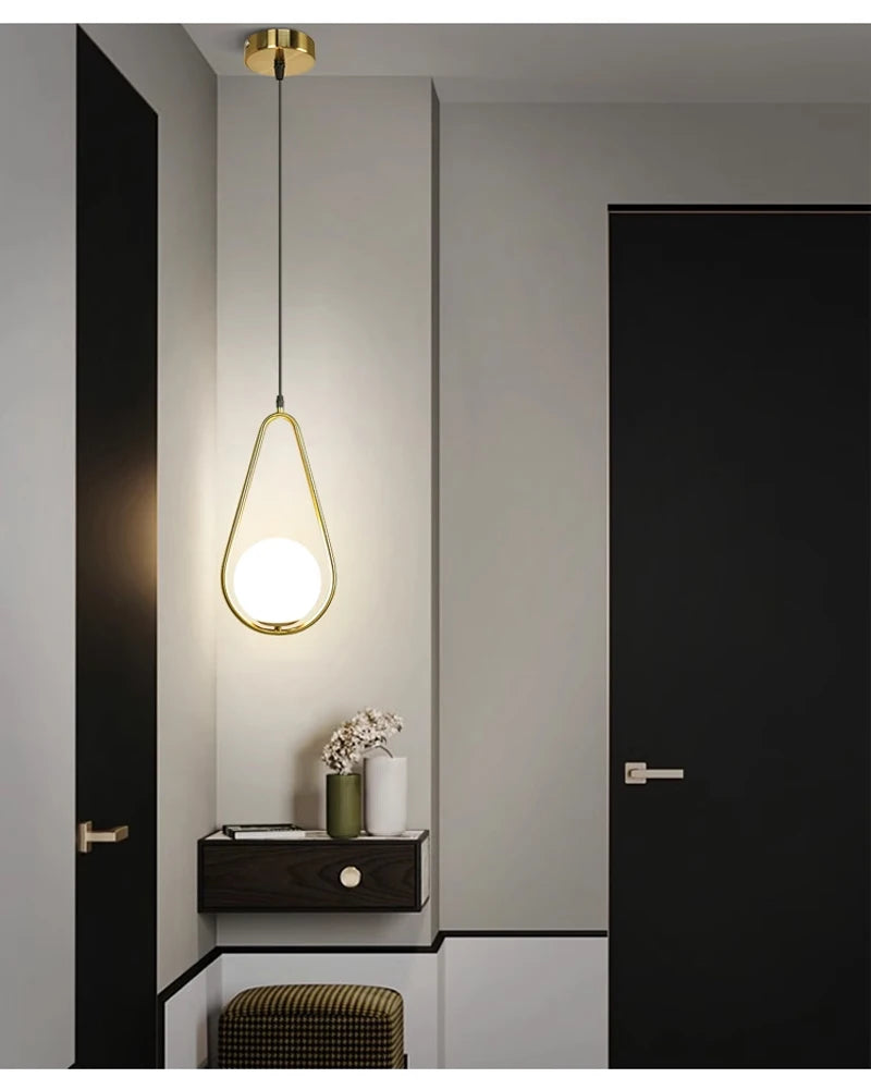 Nordic Glass Ball Pendant Lights Brass Black Hanging Lamp Modern Living Room Dining Bedroom Decor Ceiling Lighting Fixture House