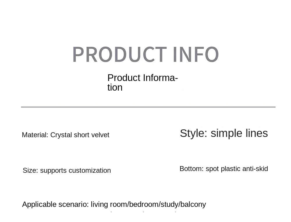 VIKAMA Living Room Rug Modern Simple Black Sofa Table Mat Light Luxury Bedroom Bed Blanket Home Crystal Velvet Large Area Mat