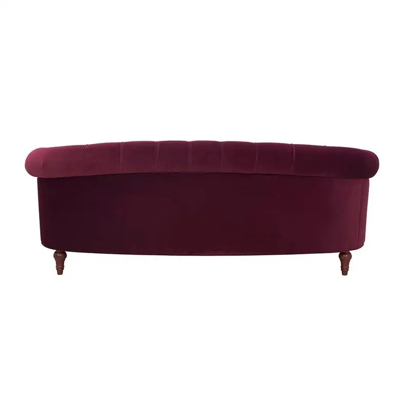 Victorian Chesterfield Tufted Sofa in Burgundy Velvet - S-Shaped Living Room Sofa