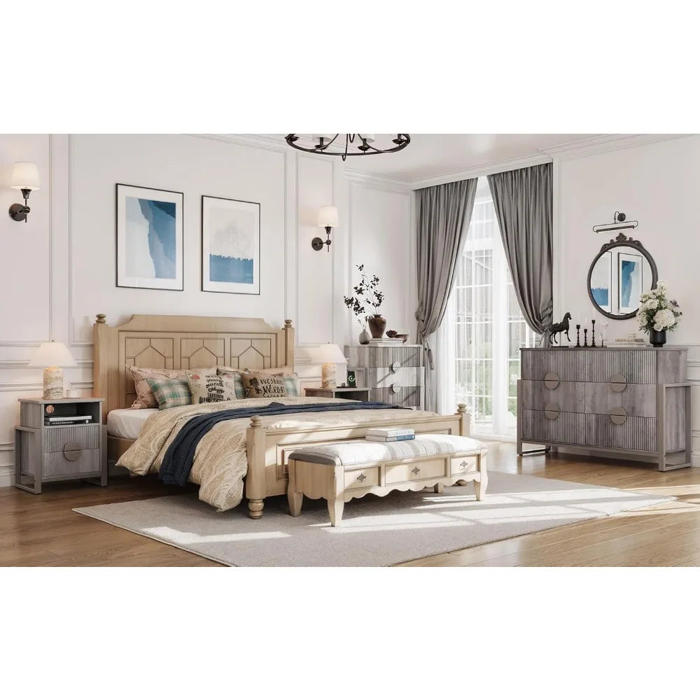 6 Drawer Dresser - 50" Wide Bedroom Chest with Fluted Design