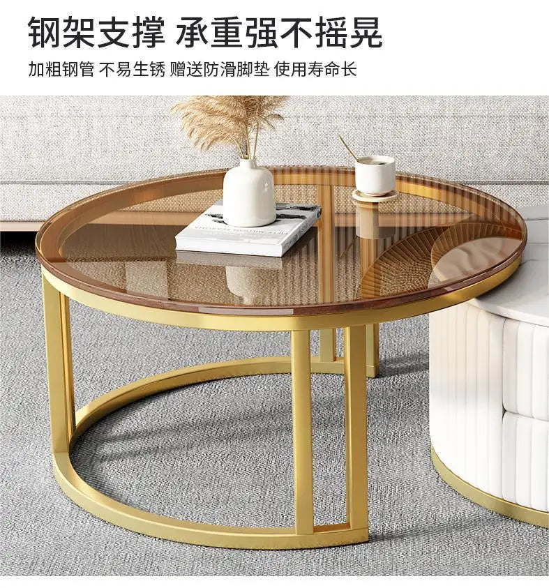 2pcs Light Luxury Rock Plate Tea Coffee Tables Minimalist Modern Scalable Center Tables Sofa Side Table Living Room Furniture