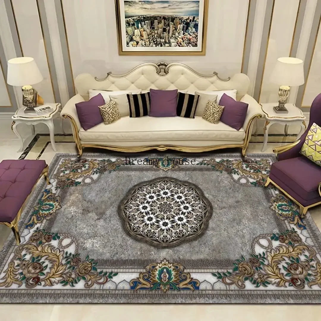 Traditional Floral Medallion Rug – Ornate Persian-Style Carpet for Living Room