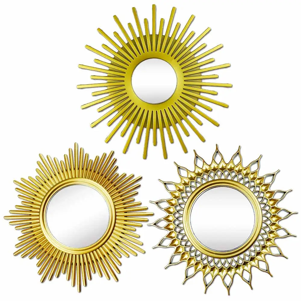 Sunburst Wall Mirror - Round Decorative Gold or Silver - Boho Decor