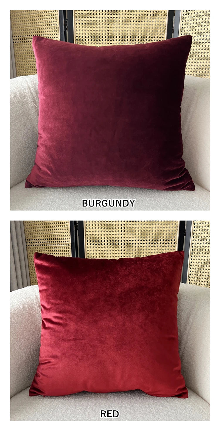 Contemorary Home Decorative Pillow Case Knit Velvet Burgundy Red Soft Plain Cushion Cover 45x45cm 1 Piece Pack