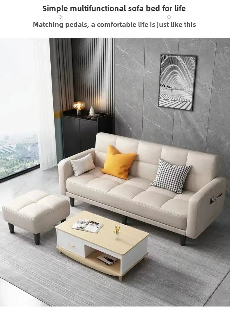 Sofa living room Small apartment rental room Folding sofa bed Single double bedroom Simple modern apartment Fabric sofa